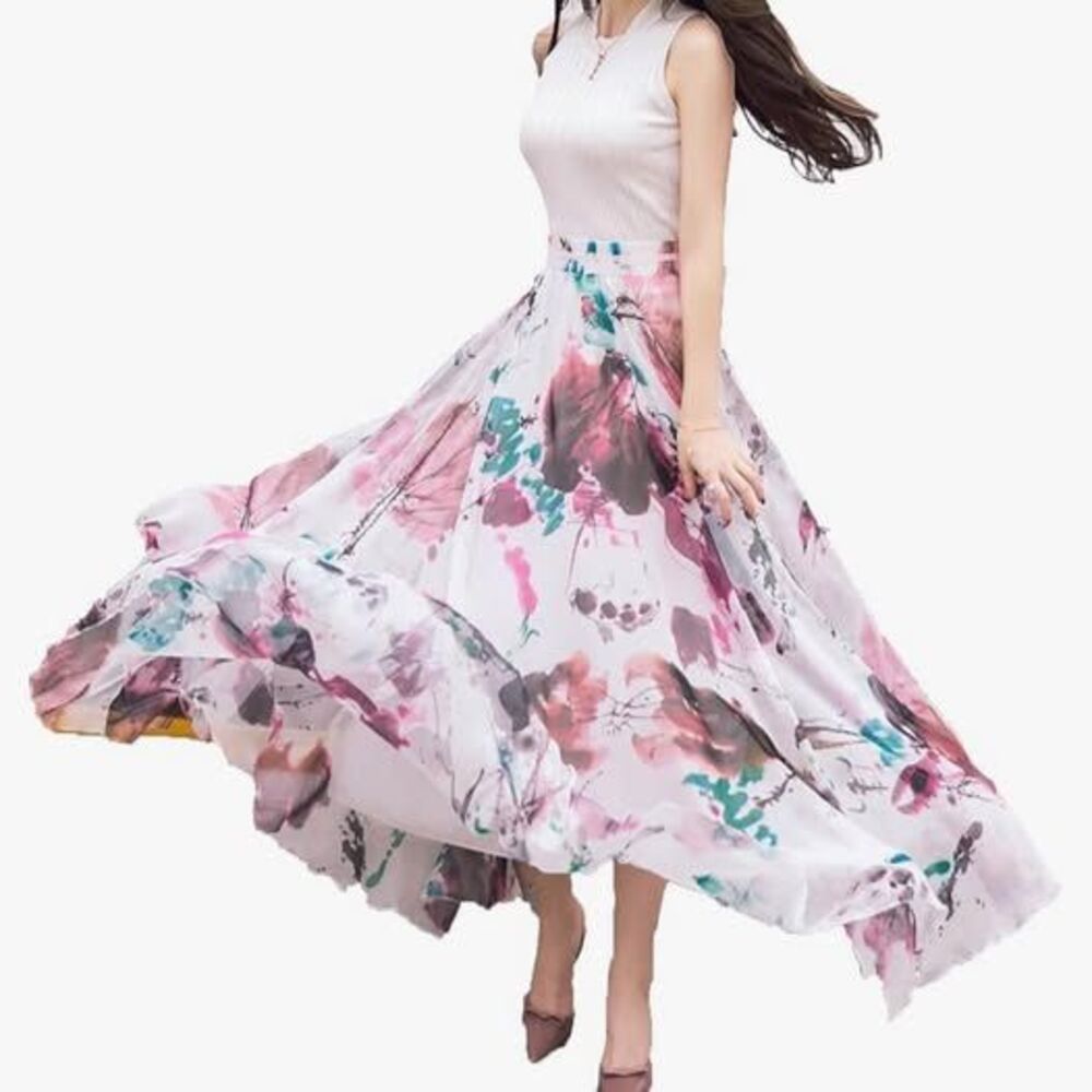 Brand new Chiffon Long Skirt, Women Full/Ankle Length Blending Maxi Beach skirt
